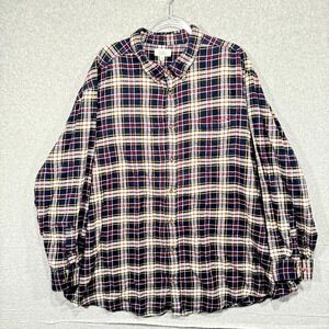 Croft‎ & Barrow Plaid Flannel Long Sleeve Soft Button-Up Shirt Men's Multi 4XB
